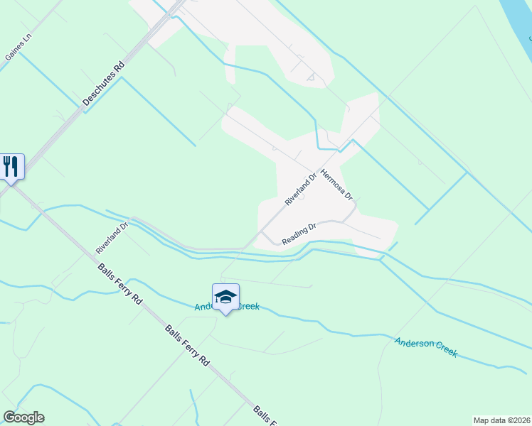 map of restaurants, bars, coffee shops, grocery stores, and more near 5526 Riverland Drive in Anderson