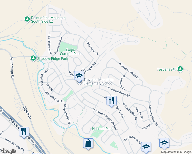 map of restaurants, bars, coffee shops, grocery stores, and more near 4863 Arctic Fox Circle in Lehi