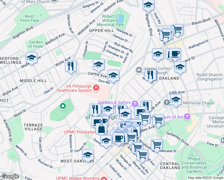map of restaurants, bars, coffee shops, grocery stores, and more near 4060 Allequippa Street in Pittsburgh