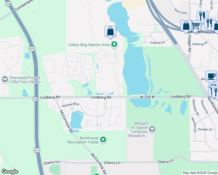 map of restaurants, bars, coffee shops, grocery stores, and more near in West Lafayette