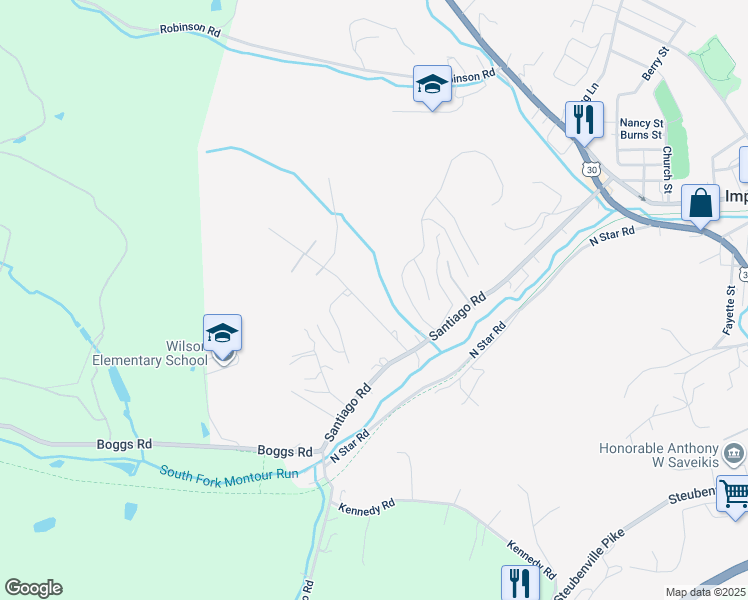 map of restaurants, bars, coffee shops, grocery stores, and more near 30 Meanor Street in Imperial