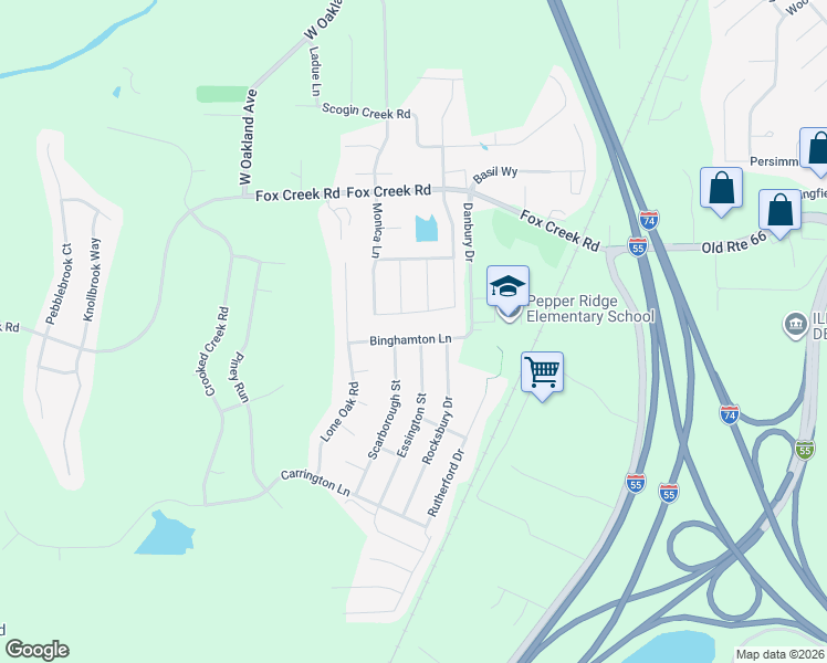 map of restaurants, bars, coffee shops, grocery stores, and more near 2910 Steppe Lane in Bloomington