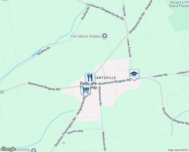map of restaurants, bars, coffee shops, grocery stores, and more near 735 Stockton Flemington Road in Stockton