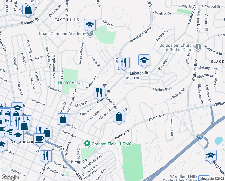 map of restaurants, bars, coffee shops, grocery stores, and more near 1810 Montier Street in Pittsburgh