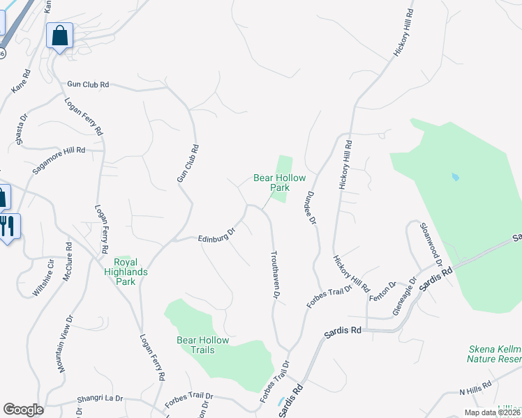 map of restaurants, bars, coffee shops, grocery stores, and more near 4308 Trouthaven Drive in Murrysville