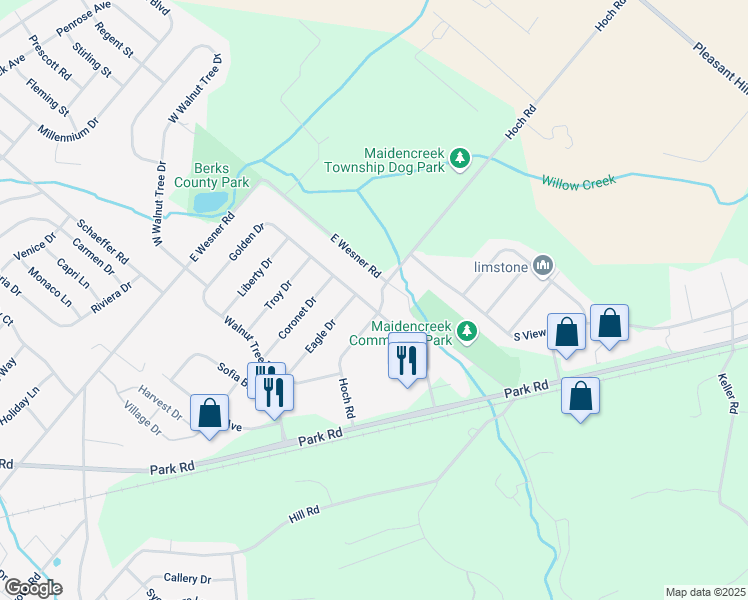 map of restaurants, bars, coffee shops, grocery stores, and more near 636 Golden Drive in Blandon
