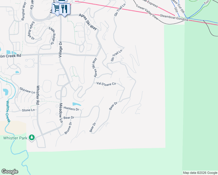 map of restaurants, bars, coffee shops, grocery stores, and more near 2582 Innsbruck Court in Steamboat Springs