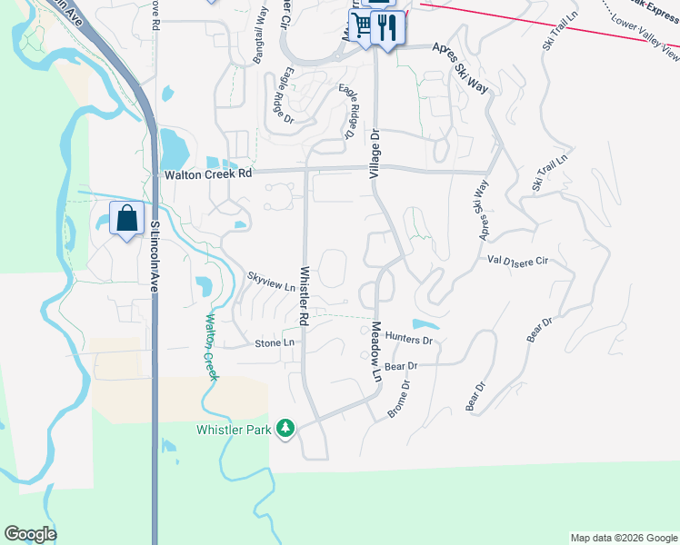 map of restaurants, bars, coffee shops, grocery stores, and more near 3304 Covey Circle in Steamboat Springs