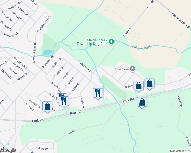 map of restaurants, bars, coffee shops, grocery stores, and more near 703 East Wesner Road in Blandon