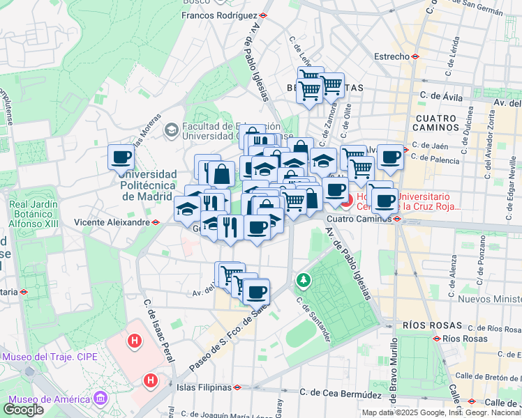 map of restaurants, bars, coffee shops, grocery stores, and more near 1 Calle Aravaca in Madrid