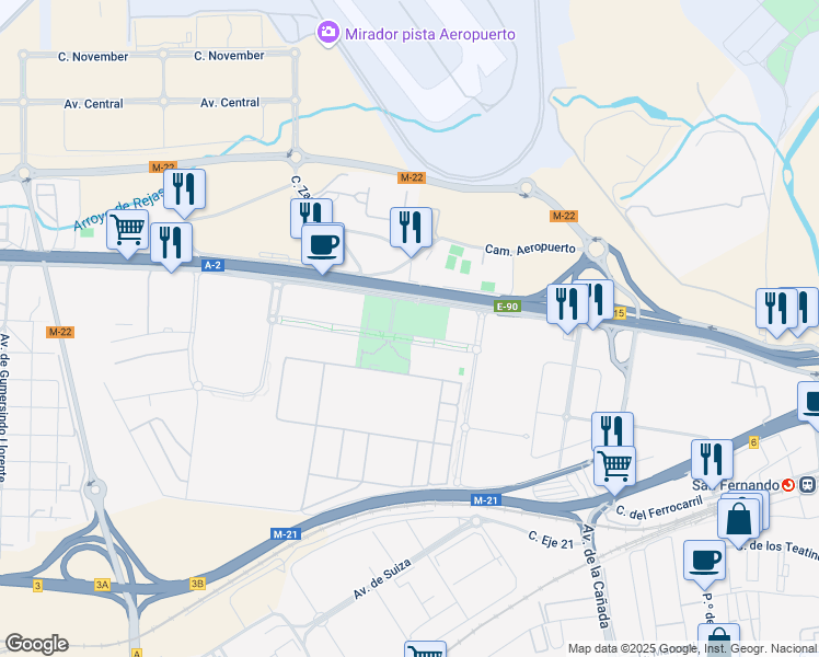 map of restaurants, bars, coffee shops, grocery stores, and more near in Madrid