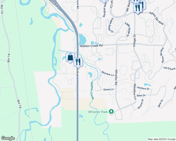 map of restaurants, bars, coffee shops, grocery stores, and more near 3174 Ingles Lane in Steamboat Springs