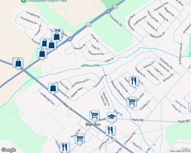 map of restaurants, bars, coffee shops, grocery stores, and more near 138 Spirit Ct in Blandon