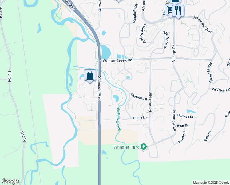 map of restaurants, bars, coffee shops, grocery stores, and more near 3174 Ingles Lane in Steamboat Springs