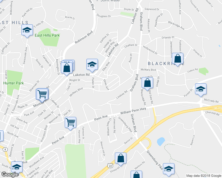 map of restaurants, bars, coffee shops, grocery stores, and more near 2001 McNary Blvd in Pittsburgh