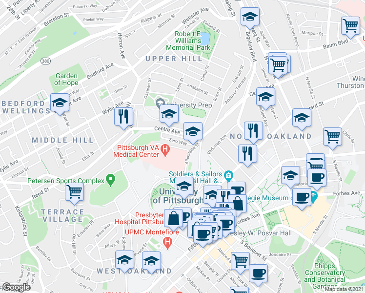 map of restaurants, bars, coffee shops, grocery stores, and more near 3153 Brackenridge Street in Pittsburgh
