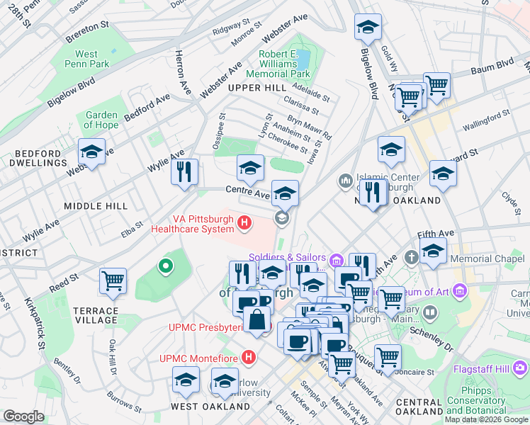 map of restaurants, bars, coffee shops, grocery stores, and more near 3153 Brackenridge Street in Pittsburgh