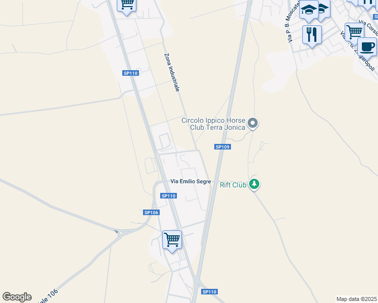 map of restaurants, bars, coffee shops, grocery stores, and more near 6 Via Augusto Righi in Provincia di Taranto