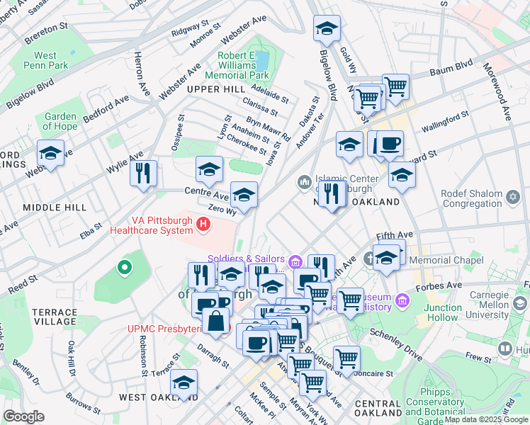 map of restaurants, bars, coffee shops, grocery stores, and more near 219 Parkman Avenue in Pittsburgh