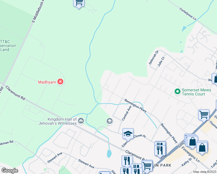 map of restaurants, bars, coffee shops, grocery stores, and more near 155 Bennington Parkway in Franklin Township