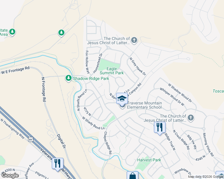 map of restaurants, bars, coffee shops, grocery stores, and more near 2668 Nile Drive in Lehi