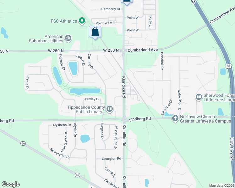 map of restaurants, bars, coffee shops, grocery stores, and more near 3054 Goddard Court in West Lafayette