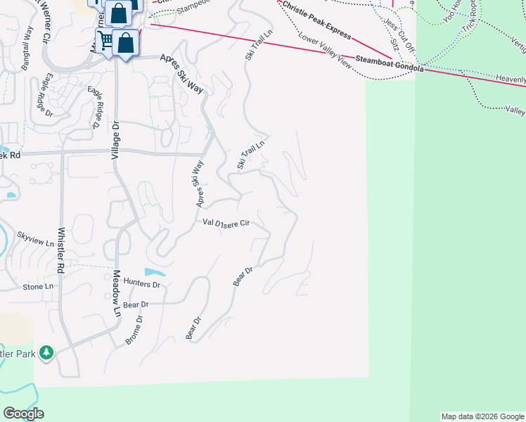 map of restaurants, bars, coffee shops, grocery stores, and more near 2830 Alpenglow Way in Steamboat Springs