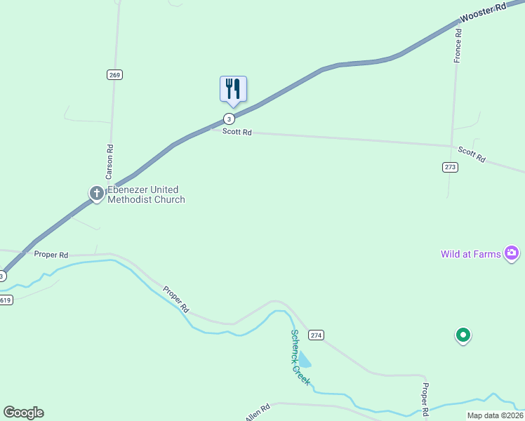map of restaurants, bars, coffee shops, grocery stores, and more near 17780 Scott Road in Mount Vernon