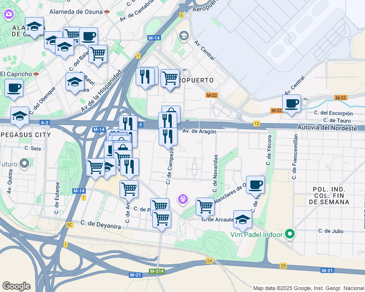 map of restaurants, bars, coffee shops, grocery stores, and more near 1 Calle de Campezo in Madrid