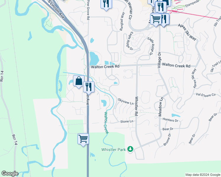 map of restaurants, bars, coffee shops, grocery stores, and more near 3051 Chinook Lane in Steamboat Springs