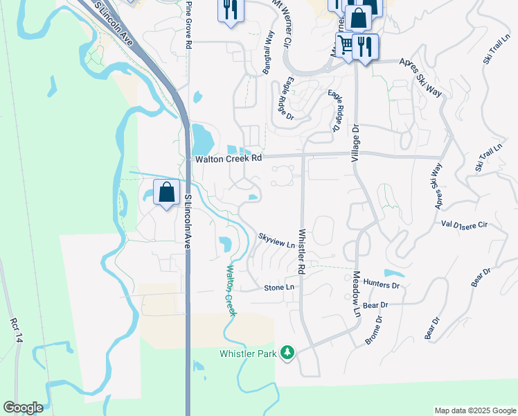map of restaurants, bars, coffee shops, grocery stores, and more near 3051 Chinook Lane in Steamboat Springs