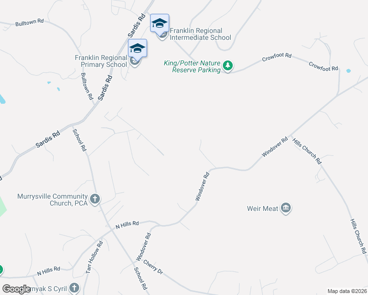 map of restaurants, bars, coffee shops, grocery stores, and more near 125 Hay Lane in Murrysville