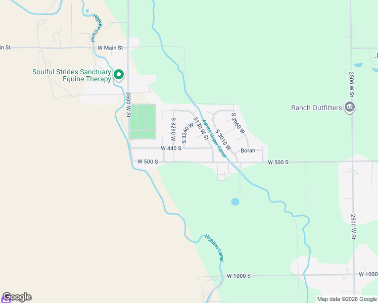 map of restaurants, bars, coffee shops, grocery stores, and more near 3221 West 440 South in Vernal