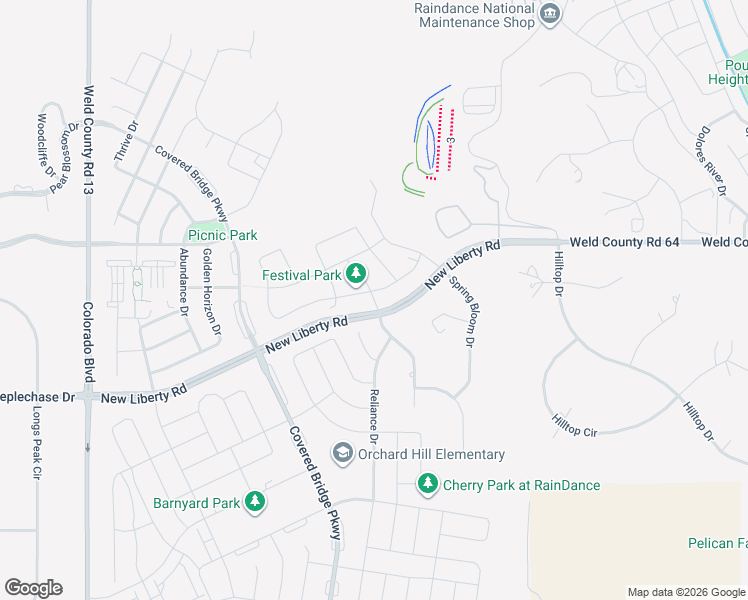 map of restaurants, bars, coffee shops, grocery stores, and more near County Road 64 in Windsor