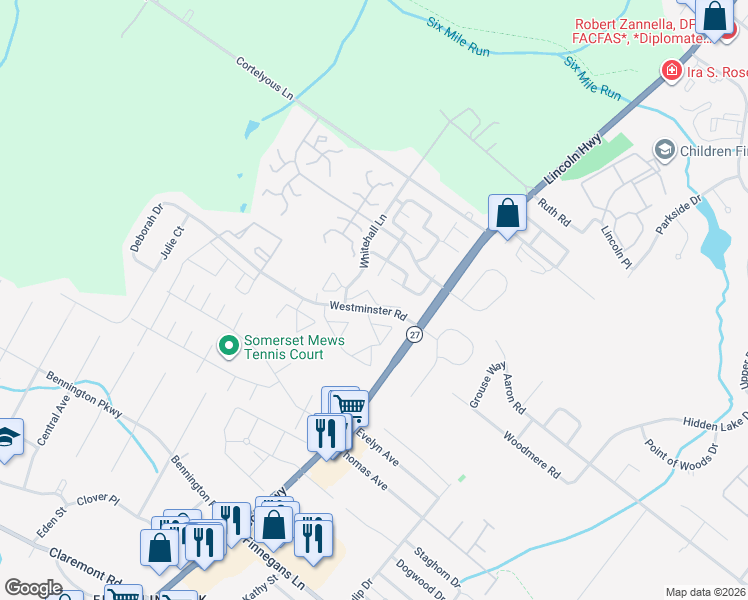 map of restaurants, bars, coffee shops, grocery stores, and more near 210 Pickering Place in Franklin Township