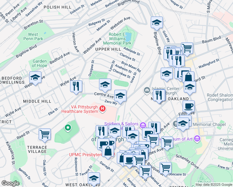 map of restaurants, bars, coffee shops, grocery stores, and more near 3147 Ewart Drive in Pittsburgh