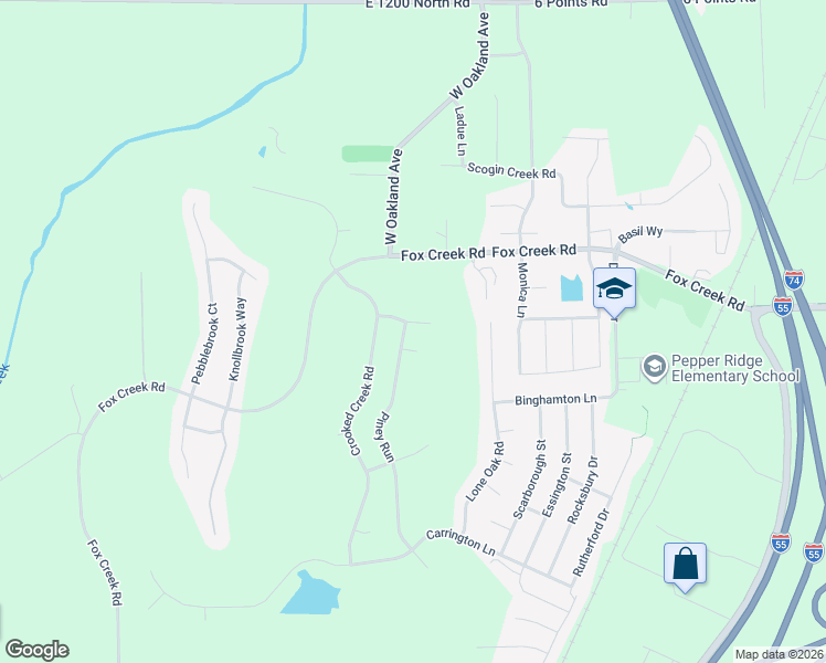 map of restaurants, bars, coffee shops, grocery stores, and more near 2-6 Fiddlestix Court in Bloomington