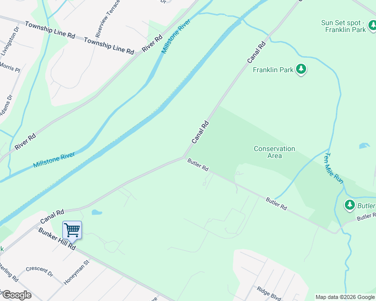 map of restaurants, bars, coffee shops, grocery stores, and more near 992 Canal Road in Princeton