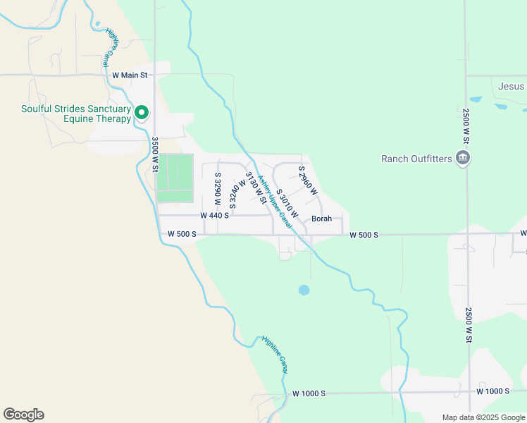 map of restaurants, bars, coffee shops, grocery stores, and more near 3158 West 440 South in Vernal