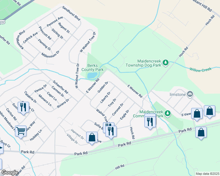 map of restaurants, bars, coffee shops, grocery stores, and more near 436 Liberty Dr in Blandon