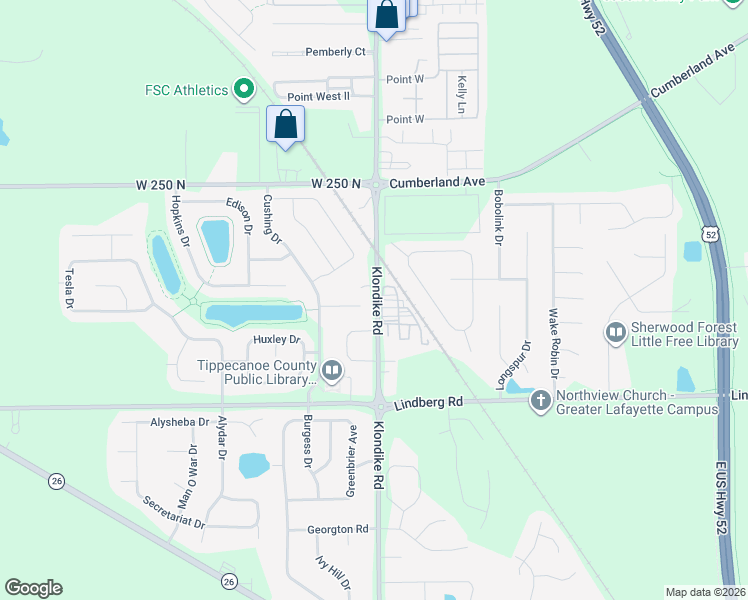 map of restaurants, bars, coffee shops, grocery stores, and more near 3054 Goddard Court in West Lafayette