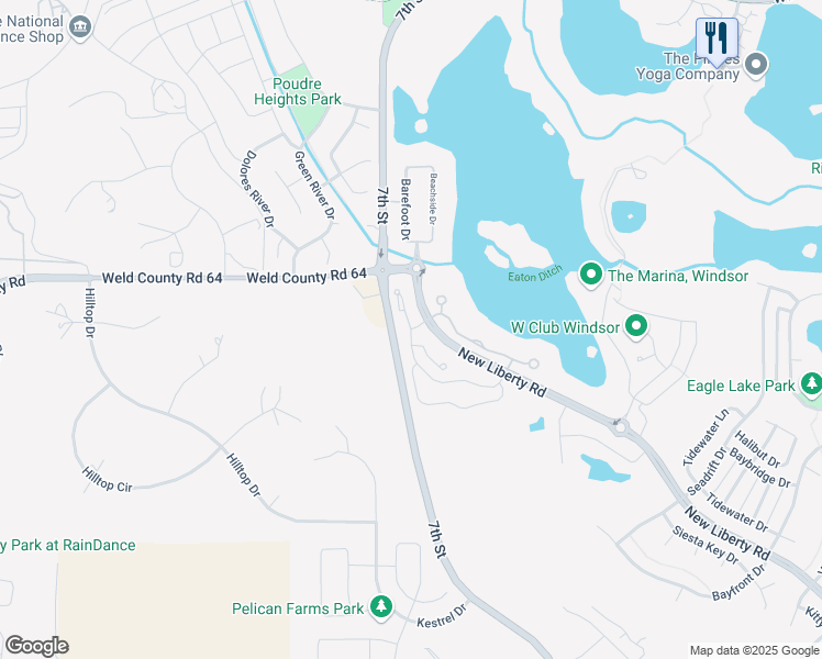 map of restaurants, bars, coffee shops, grocery stores, and more near 801 Compassion Drive in Windsor