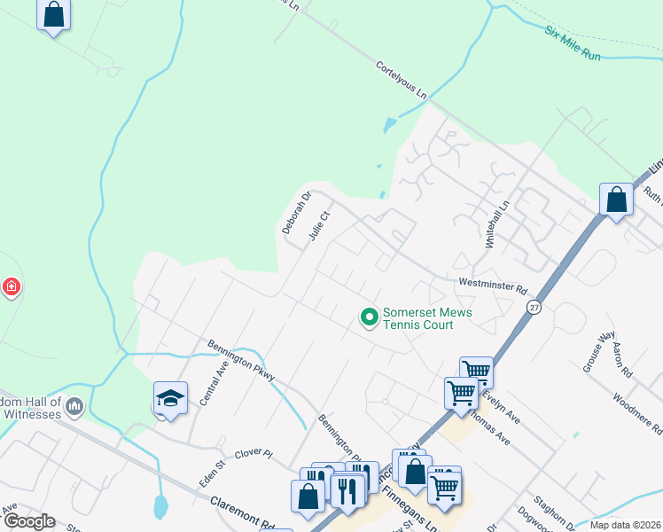 map of restaurants, bars, coffee shops, grocery stores, and more near 34 Reler Lane in Franklin Township