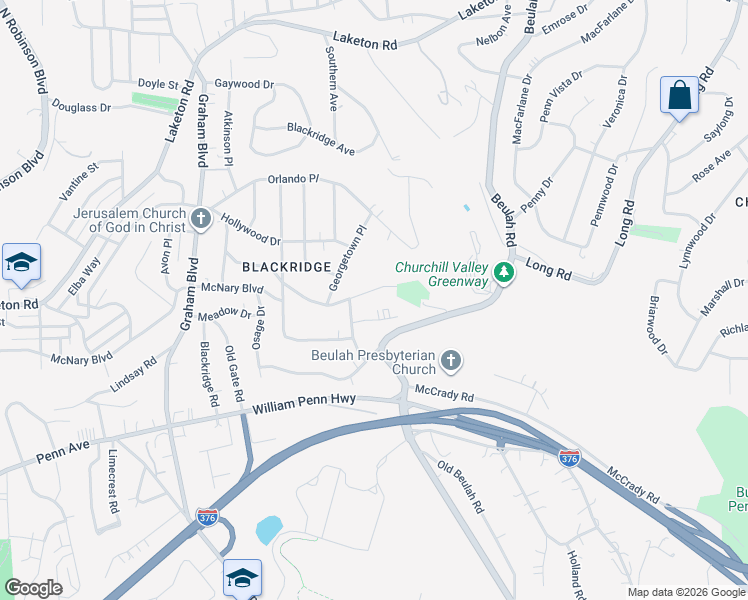 map of restaurants, bars, coffee shops, grocery stores, and more near 2517 Creekedge Drive in Pittsburgh