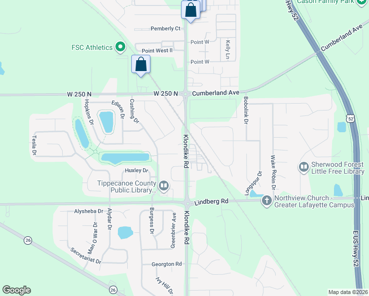 map of restaurants, bars, coffee shops, grocery stores, and more near 3054 Goddard Court in West Lafayette