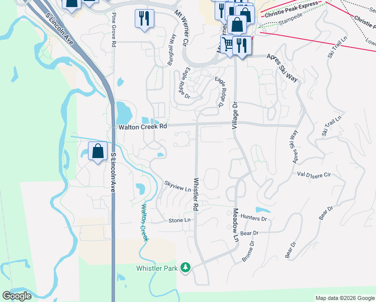 map of restaurants, bars, coffee shops, grocery stores, and more near 1410 Athens Plaza in Steamboat Springs