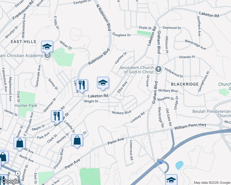 map of restaurants, bars, coffee shops, grocery stores, and more near 1532 Marie Street in Pittsburgh