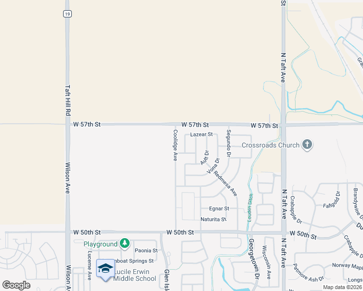 map of restaurants, bars, coffee shops, grocery stores, and more near 1984 Aroya Street in Loveland