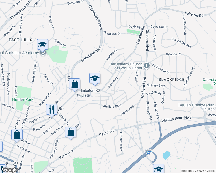 map of restaurants, bars, coffee shops, grocery stores, and more near 1532 Marie Street in Pittsburgh