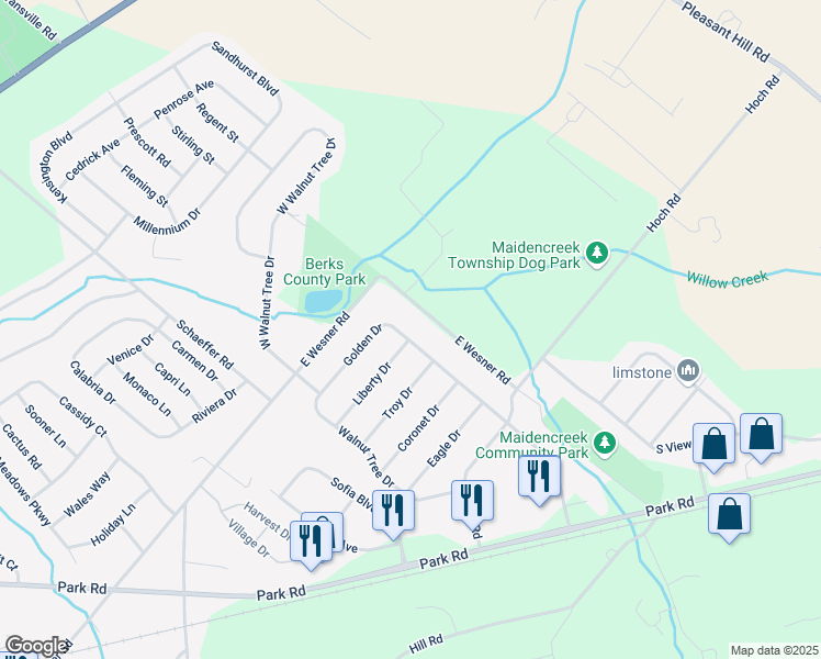 map of restaurants, bars, coffee shops, grocery stores, and more near 436 Liberty Drive in Blandon